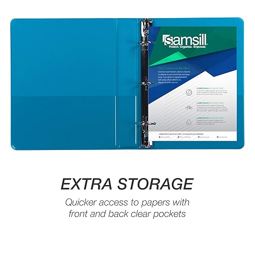 Samsill Economy 1 Inch Mini 3 Ring Binder, Made in The USA, 9.1” x 7.5” Round Ring Binder, Non-Stick Customizable Cover, Assorted Fashion, 6 Pack