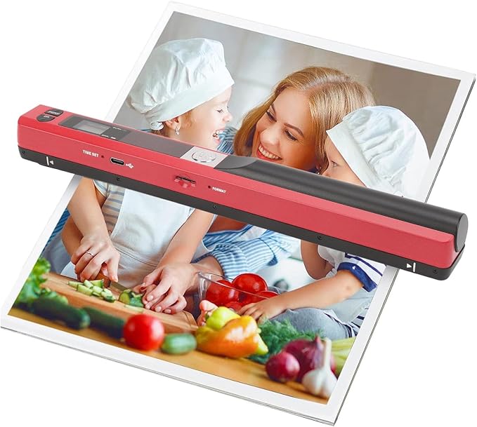 Marhynchus Portable Scanner Handheld Document Scanner with 300DPI 600DPI 900DPI Resolution Modes USB Connection for Business Home Office Use (Red)