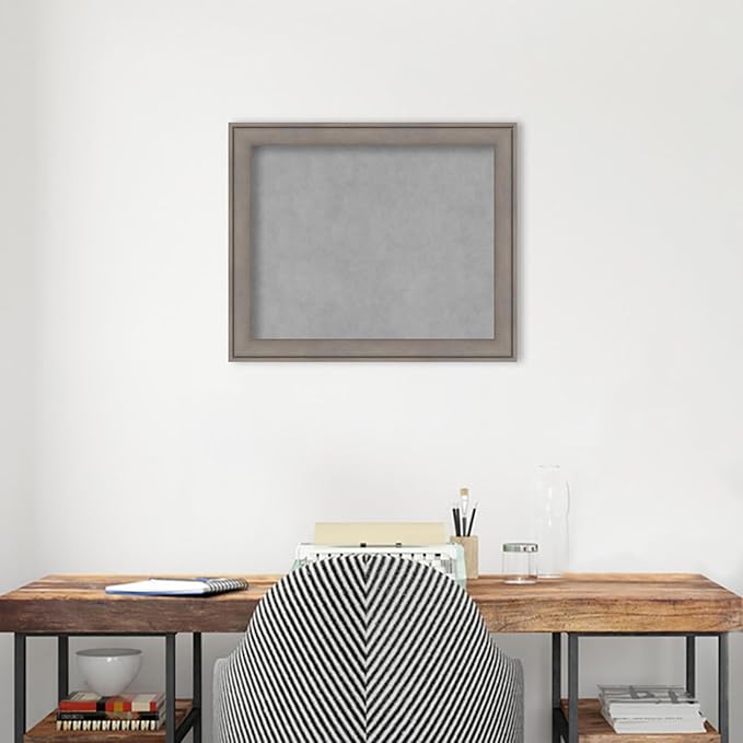 Amanti Art Grey Framed Magnetic Board 19x23 Small Vision Board for use with Magnets, 100% Metal Sheet to Display Items as Office Decor or for Home Organization in mudroom, Kitchen or Kids Room