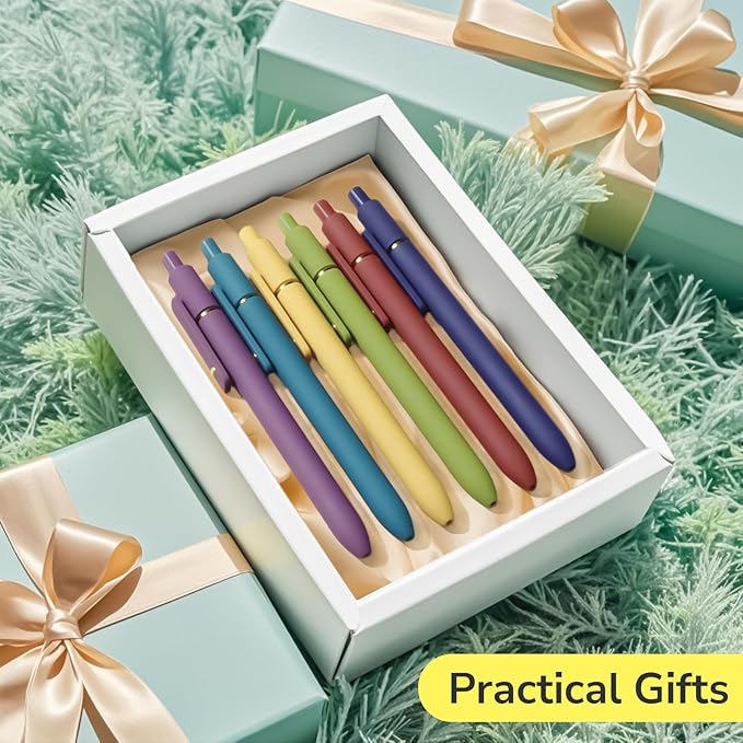 UIXJODO Colorful Pens, 6 Pcs Colored Pens Fine Point Smooth Writing Pen, 0.5mm Colored Ink Gel Pen for Journaling Note Taking Writing, Office School Supplies Gifts for Women (6 Pcs Gold Vintage)