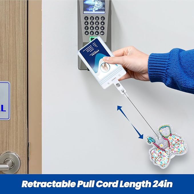Cute Floral Bow Stethoscope Doctor Badge Reel, Funny Retractable ID Card Healthcare Badge Holders, Name Tag Medical Badge Clip for CNA LPN RN MA ER Night Shift Nurse Pediatric Doctor Gift, Acrylic