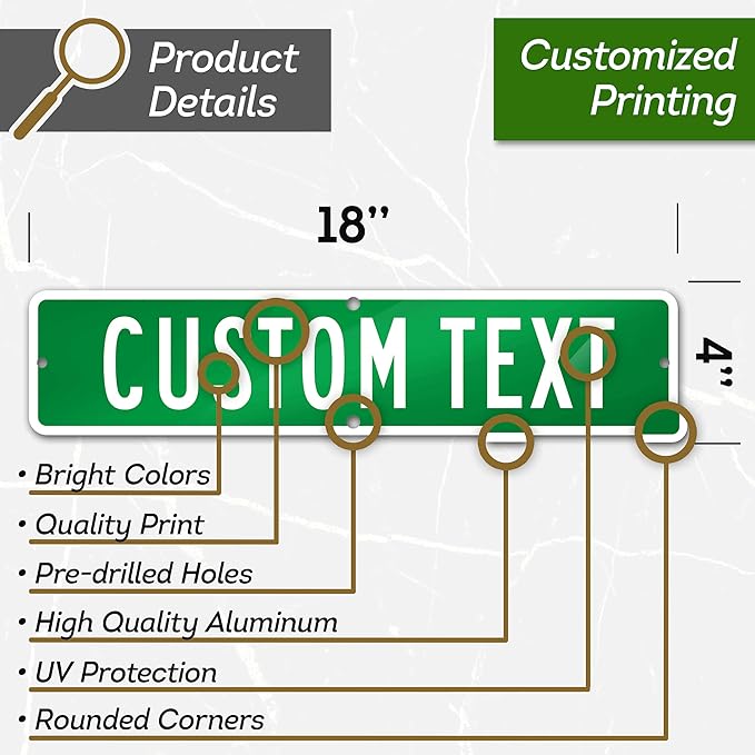 Custom Street Sign, Road and Address Sign, 8 Colors, Reflective Option, Mounting 4x18 Inch, Thick Rust-Free AlumaBond, USA Made by My Sign Center, (Classic)