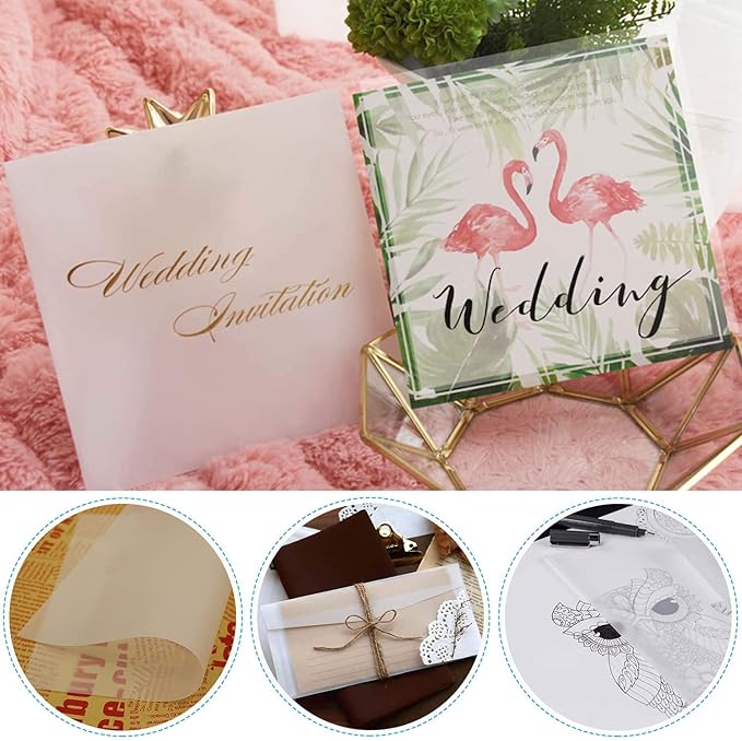 Vellum Paper, Cridoz 115GSM Transparent Vellum 8.5 x 11 Translucent Clear Printable Tracing Paper for Printing Invitation Cards
