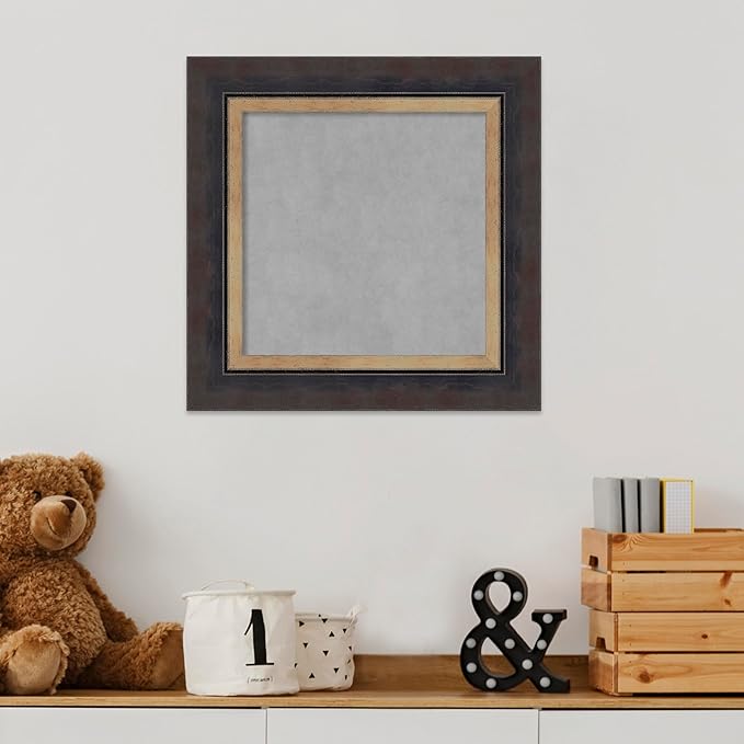 Amanti Art Black Framed Magnetic Board 17x17 X-Small Vision Board for use with Magnets, 100% Metal Sheet to Display Items as Office Decor or for Home Organization in mudroom, Kitchen or Kids Room