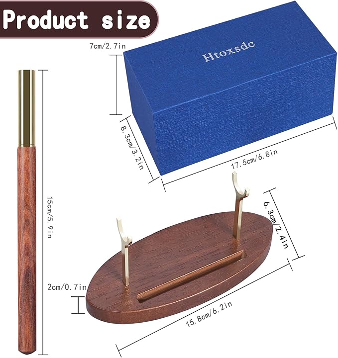 Htoxsdc Pen Holder Desk Organizers and Accessories Desk Decor ,Exquisite Wooden Pen Holder ,with a Cool Pen and Two Refills for Office and Home (Style B)