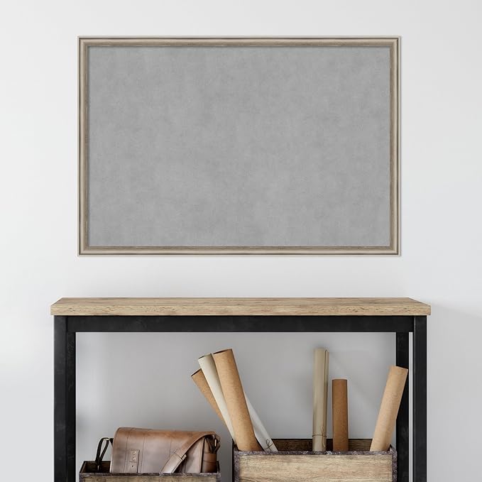 Amanti Art Silver Framed Magnetic Board 26x38 Large Vision Board for use with Magnets, 100% Metal Sheet to Display Items as Office Decor or for Home Organization in mudroom, Kitchen or Kids Room