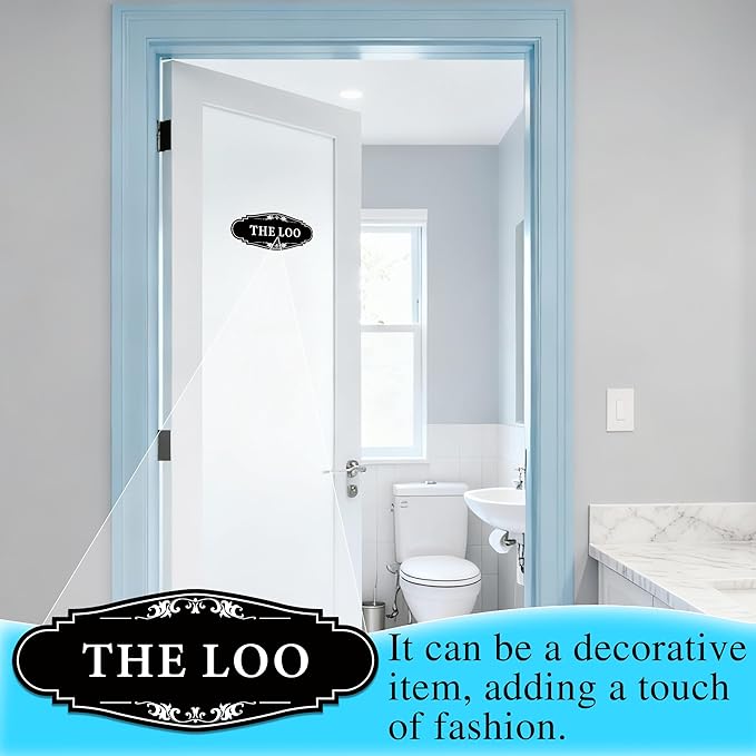 The Loo Sign for Bathroom Decoration, Self-adhesive Funny Bathroom&Restroom Sticker Decor for House, Home,Office,Shop Door(Black)