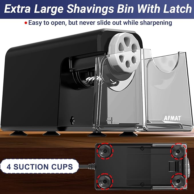 AFMAT Electric Pencil Sharpener Heavy Duty, 6 Holes, Auto Stop Pencil Sharpeners for Classroom, Electric Sharpener for 6-11mm Colored Pencils, 7000 Sharpenings, Fast Sharpen, Save Pencils PSX1