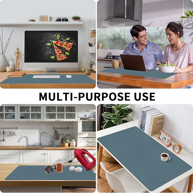 Bloss Light Blue Desk Mat 31.5x15.7, Desk Matt for Desktop, Waterproof Large Desk Mat, Computer Mat for Office/Home/Decor