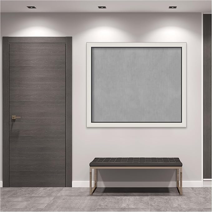 Amanti Art Silver Framed Magnetic Board 46x54 Oversize Vision Board for use with Magnets, 100% Metal Sheet to Display Items as Office Decor or for Home Organization in mudroom, Kitchen or Kids Room