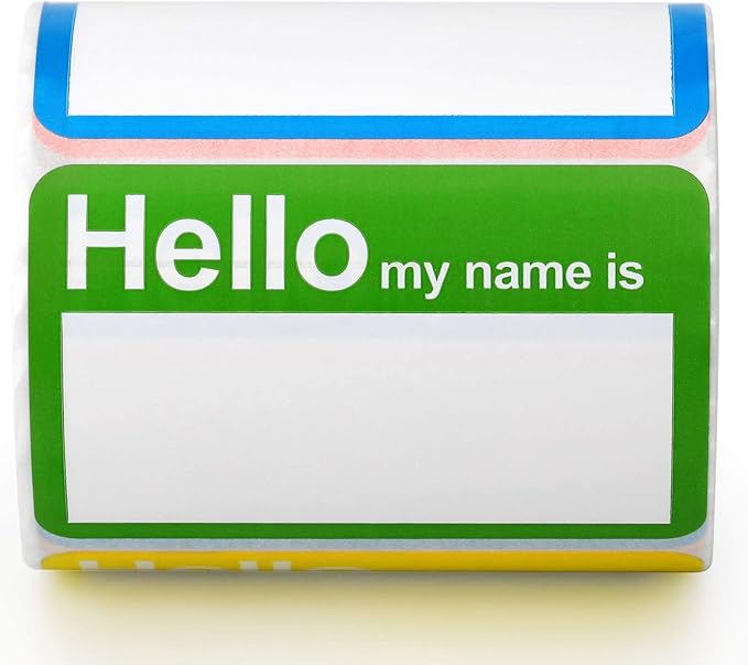 Methdic 5 Colors (Hello My Name is) Name Tags Stickers 400 Labels for Office, Meeting, School, Teachers and Mailing