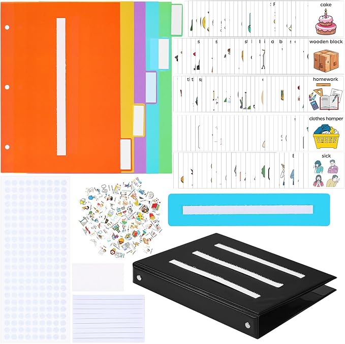 Communication Book Bulk 162 Laminate Icon Picture Cards with 5 Multicolor Dividers 1 Sentence Strip for Autism Vocabulary Language Speech Articulation Learning Supplies(Cartoon)