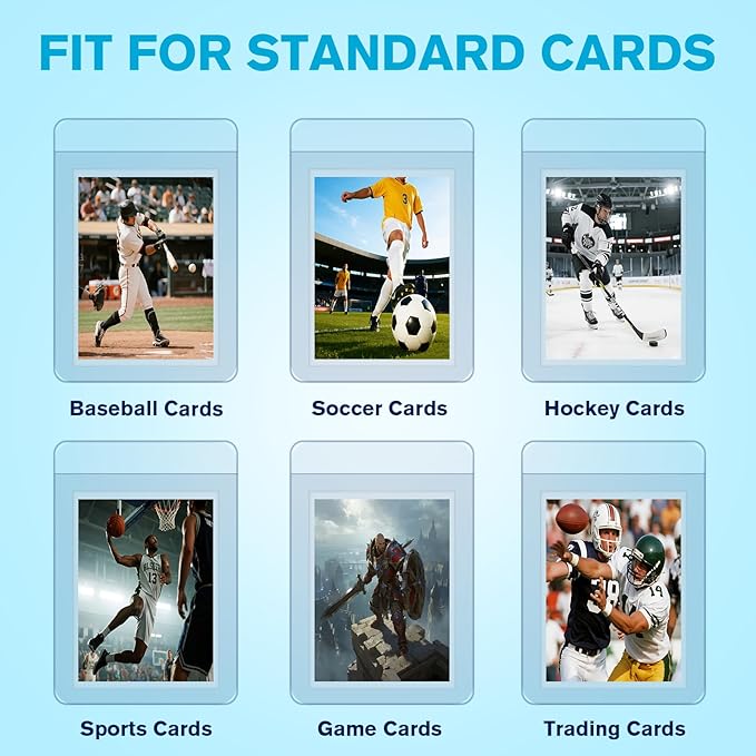 400ct Card Protectors - Includes 200ct Semi Rigid Card Holders & 200ct Soft Card Sleeves, Semi Rigid Baseball Cards Sleeves Protectors, Fits Graded Trading Cards, Semi Rigid Card Sleeve
