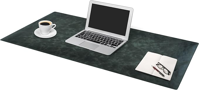 Node Leather Calfskin Leather Desk Pad – Executive Office Desk Mat with Non-Slip Bottom – Smooth Surface for Mouse & Keyboard – Wide Desk Protector 15 3/4" x 38" – Real Leather Desk Blotter