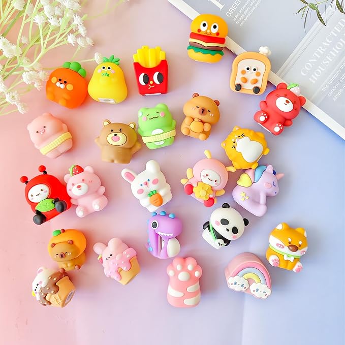 24 pcs Cute Pencil Sharpener for Kids Fun Pencil Sharpener Bulk Kawaii Manual Pencil Sharpeners Kids Pencil Sharpeners for Back to School School Supplies Class Rewards.