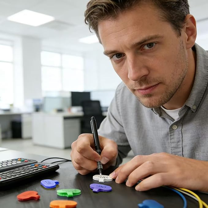 POMELUNE Cable Labels,Multi-Color Write On Cord Label for Cable Management,Organization,Electronics Computers,30 pcs