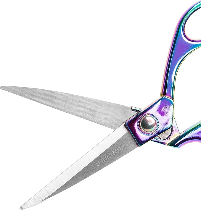 U Brands Iridescent Shear Scissors, Office Supplies, 8”, 1 Count