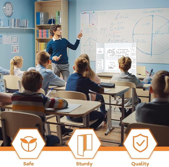 Henoyso 8 Pcs 22 x 38 Inch White Trifold Poster Board Large Tri Fold Presentation White Display Board Foldable Paperboard for Science Fair School Business Project Exhibition