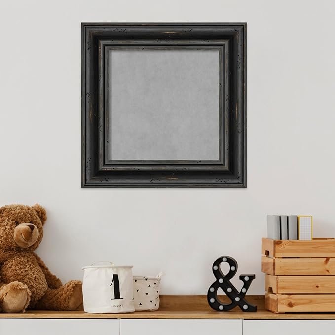 Amanti Art Black Framed Magnetic Board 17x17 X-Small Vision Board for use with Magnets, 100% Metal Sheet to Display Items as Office Decor or for Home Organization in mudroom, Kitchen or Kids Room