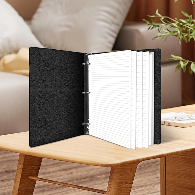 3-Hole Lined Refill Paper, Letter Size Punched Ruled Filler, 100 Sheets / 200 Pages, 100gsm White Paper, 8.5'' x 11''