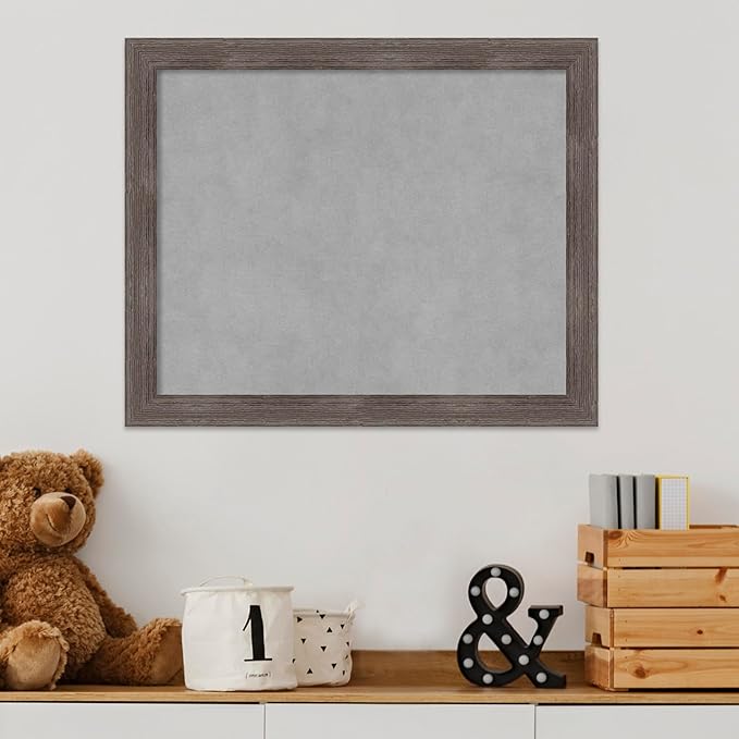 Amanti Art Grey Framed Magnetic Board 19x23 Small Vision Board for use with Magnets, 100% Metal Sheet to Display Items as Office Decor or for Home Organization in mudroom, Kitchen or Kids Room