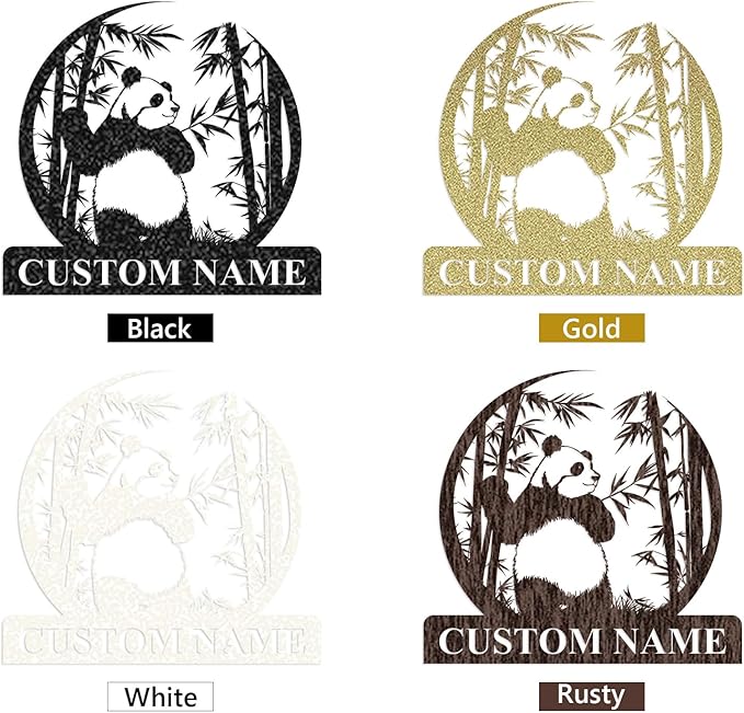 Personalized Panda Metal Sign | Family Name Sign | Panda Home Decor | Custom Outdoor Metal Sign | Metal Wall Art | Last Name Sign for Home | Panda Gifts | Panda Wall Hangings for Bedroom