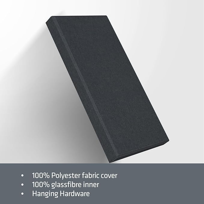 UMIACOUSTICS 4 PCS Acoustic Panels with Hanging Hardware, 2” Thick Fiberglass Sound Proof Panels for Studios, Office, Home Theater Ceiling or Wall- Blue Grey