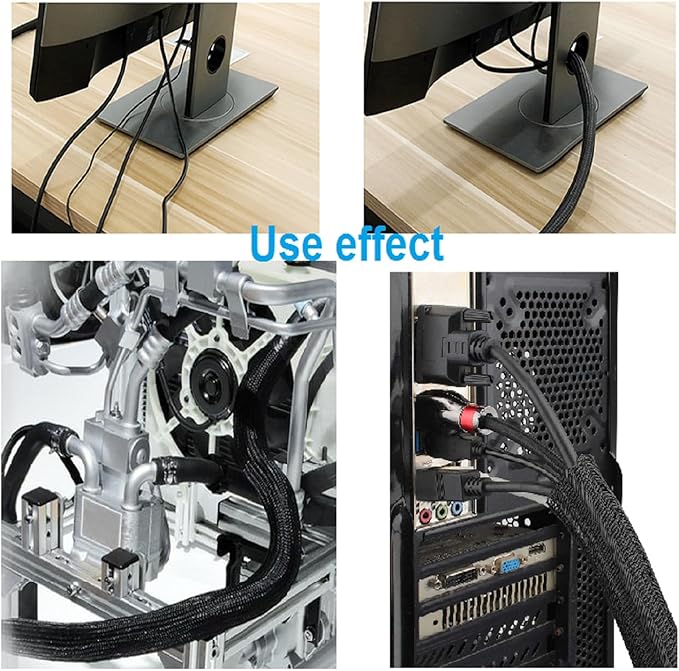 Summer Ready 2-Pack Split Sleeving Cable Protector (5FT, 5/8") - Chew Resistant Pet Proof Cord Cover for USB Power Audio Video, Home Office & Gaming Wire Loom - Black