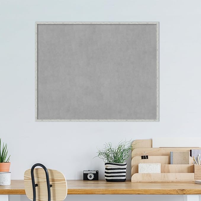 Amanti Art Silver Framed Magnetic Board 33x41 X-Large Vision Board for use with Magnets, 100% Metal Sheet to Display Items as Office Decor or for Home Organization in mudroom, Kitchen or Kids Room