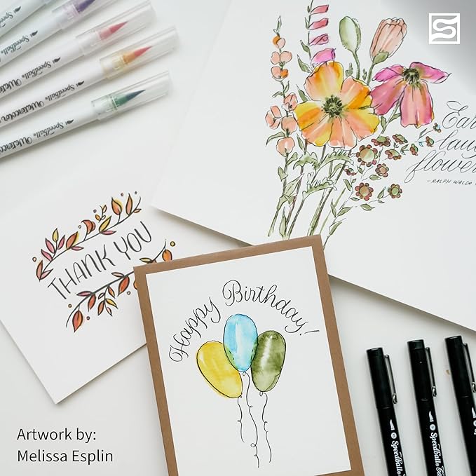 Speedball Hand-Lettering & Journaling Set, Brush Tip Pens Calligraphy, Beginners, Bullet Journaling Pens For Writing, Calligraphy Book, Bullet Journal Coloured Writing Pens, Creative Lettering