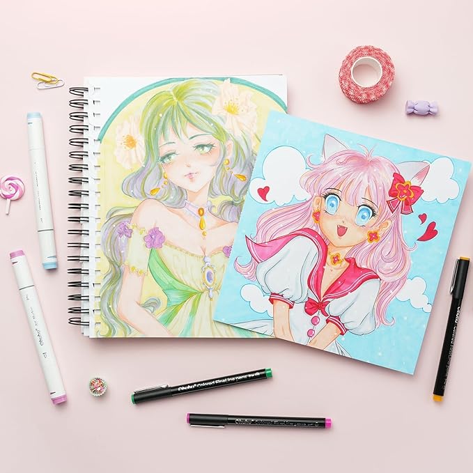 Ohuhu Colored Fineliner Drawing Pens: 18 Packs Fineliners 11 Colored Pens & 7 Assorted Point Sizes Black Micro Pen Waterproof for Drawing Sketching Anime Manga Artists Beginners - Hana Highway