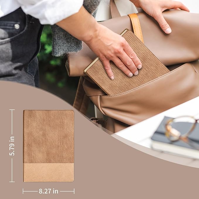 TSFPapier Lined Journal Notebook for Work College Ruled Note Book 5.79"x8.27" A5 PU Leather Daily Journaling 216 Pages for Women Men Writing Home School Supplies Business (RoseGold)