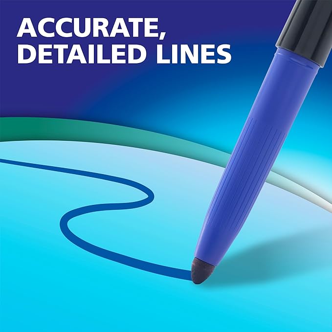 EXPO Wet Erase Markers, Semi-Permanent, Blue, Fine Tip, 12 Count - For Writing on Glass, Whiteboards, Mirrors, Calendar, Labeling, Organizing