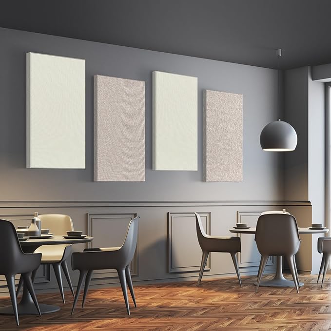 UMIACOUSTICS 2 PCS Acoustic Panel, 47.2" x 23.6" x 2" Fiberglass Sound Proof Wall Panels, Sound Absorbing Panels for Studios, Office, Home Theater. Off White