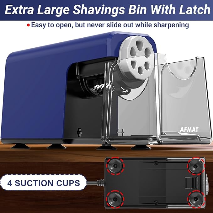 AFMAT Electric Pencil Sharpener Heavy Duty, 6 Holes, Auto Stop Pencil Sharpener for Artists, Classroom Electric Sharpener for 6-11mm Colored Pencils, 7000 Sharpenings, Fast Sharpen, Save Pencils PSX1