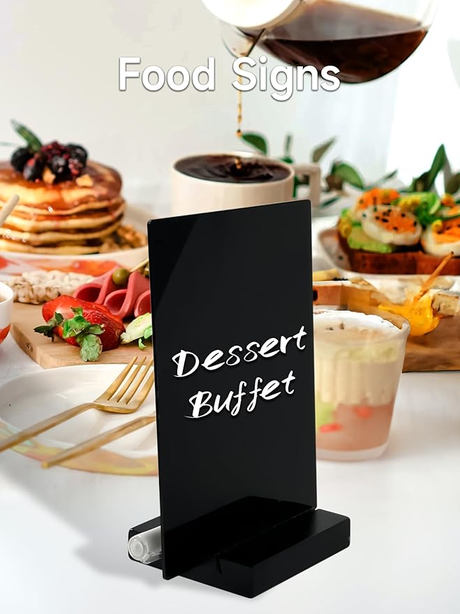 Kivsty 2 PCS Desktop Black Dry Erase Board with Stand - 8” x 6” Small Acrylic Black Board with Marker and Magnetic Clip, Reusable Desk Notepad, to-Do List, Menu Board Signs for Bar, Office, Home