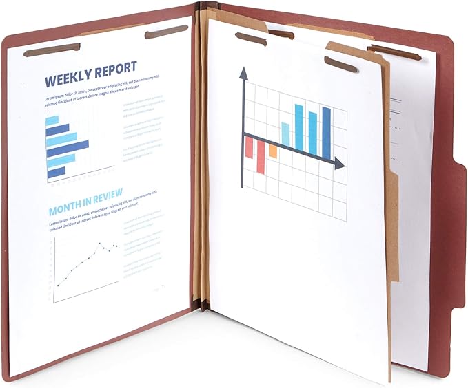 Blue Summit Supplies 30 Letter Size Classification Folders, 1 Divider, 2 Inch Tyvek Expansions, Durable 2 Prongs Designed to Organize Standard Law Client Files, Office Reports, Brick Red