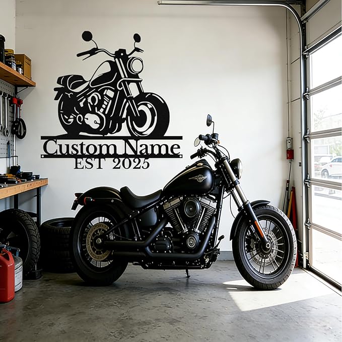 Custom Motorcycle Metal Sign Personalized Biker Name Sign Motorcycle Wall Art Motorbike Signs Garage/Man Cave Decor Gift for Bikers Men Husband