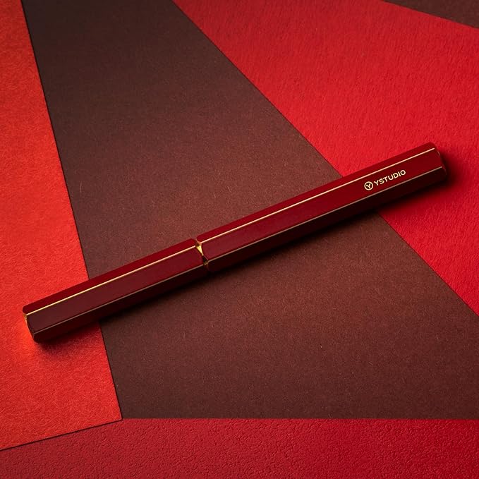 YSTUDIO Stunning Classic Revolve Fountain Pen, Schmidt Gilded Nib, Best Pen Gift Set for Men & Women, Professional, Executive Office, Nice Pens(red,F nib)
