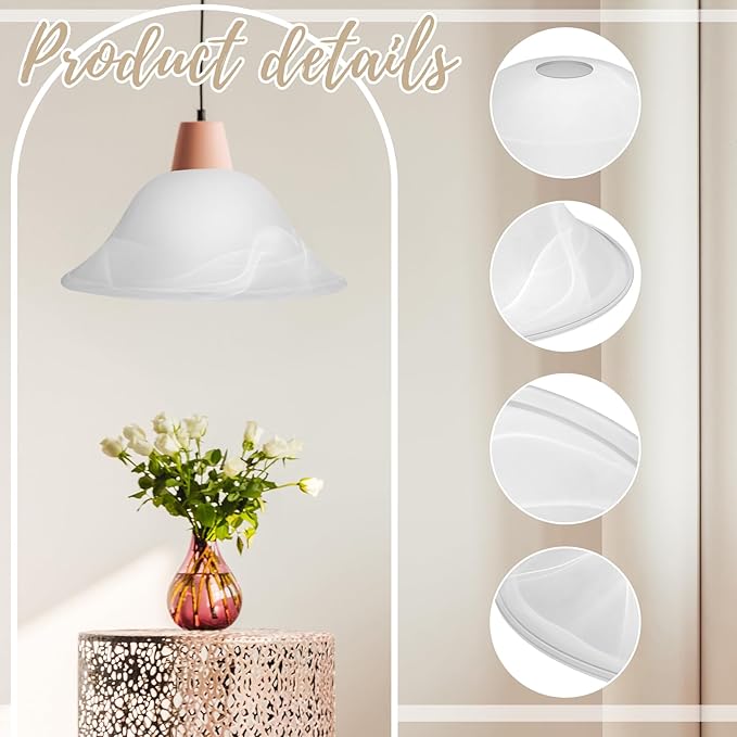 Huquary Lamp Glass Shades for Floor Lamp Elegant Cover Light Fixture Shade Light Fixture Replacement(12.2 x 4.92 x 1.65 Inch,Stylish White)