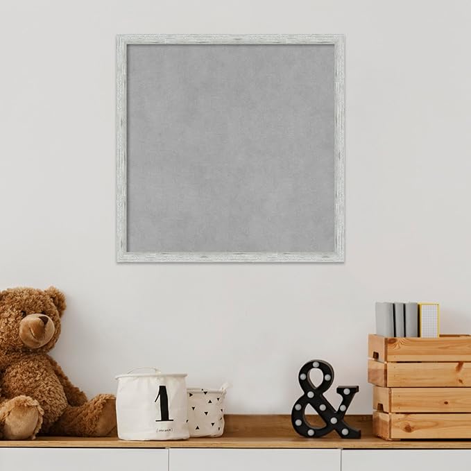 Amanti Art Silver Framed Magnetic Board 17x17 Small Vision Board for use with Magnets, 100% Metal Sheet to Display Items as Office Decor or for Home Organization in mudroom, Kitchen or Kids Room