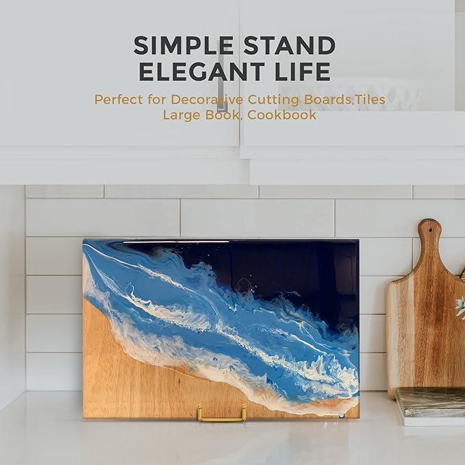 TR-LIFE 10 Inch Large Plate Stands/Holder for Display - Metal Picture Frame Holder Stand + Small Easels for Decorative Plate, Platter, Book, Plaques, Photo, Tabletop Art (Gold 2 Pack)