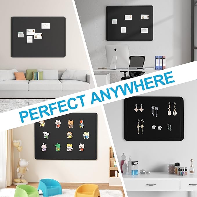Large Felt Bulletin Board for Wall, 24"x18" Frameless Picture Board, Soft Felt Cork Board for Office, Home Planning & Office Wall Decor, Easy Install Pin Board
