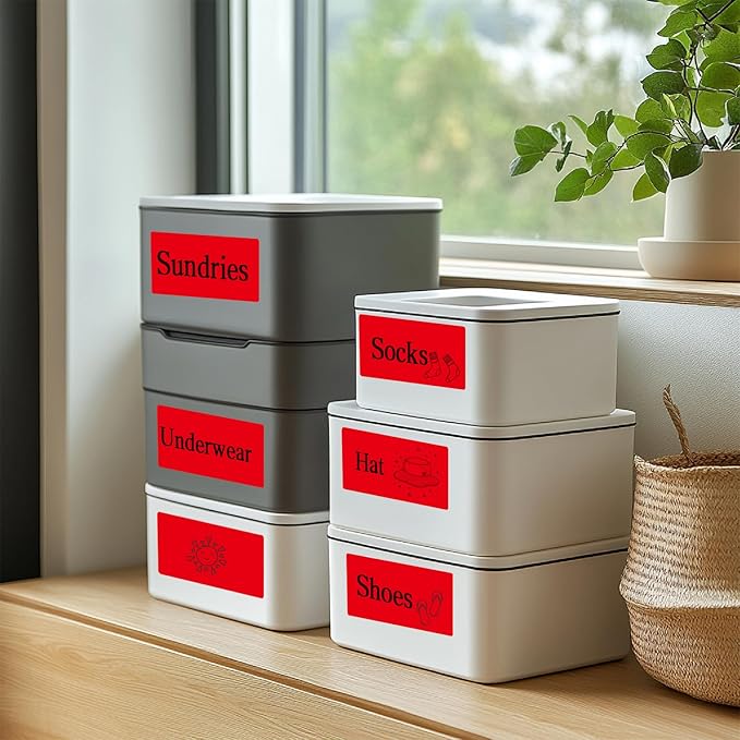 3×5 Inch Red Removable Thermal Labels,Waterproof Thermal Label,240 Sheets per Roll with Perforated Lines