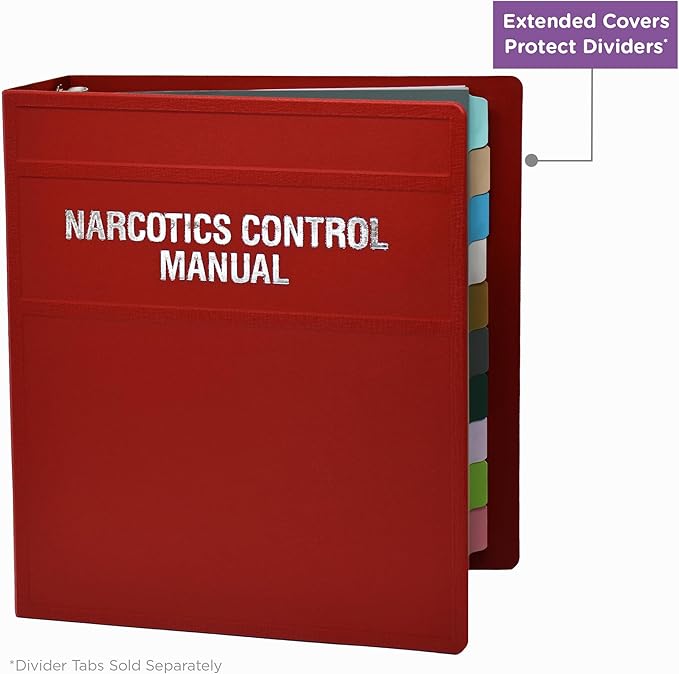 Carstens 2-Inch Heavy Duty Round Ring Binder for Narcotics Control Documents – Side Opening, Brick Red, Case of 16, Durable Plastic, No Pockets, Holds 300 Sheets, Made in USA (1770-3RCS)