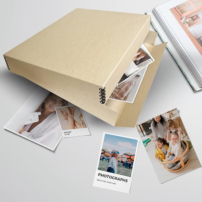 Lineco Museum Archival Storage Box, 17.75x22.75x3 in. Drop Front Design. Acid-Free with Metal Edge. Organize Photos, Pictures, Prints, Documents, Crafts, DIY. Tan, 1 Pack