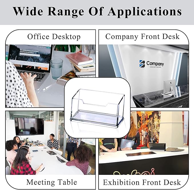 Meschett 3 Pack Clear Acrylic Business Card Holder, Name Card Organizer for Desk Fits 50 Business Cards