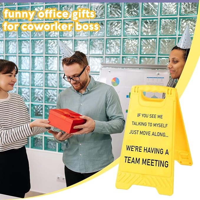 Inspirational Office Desk Accessories,Office Cubicle Decor,Desk Decor,Phone Holder Mirror Acrylic Table Signs,Gag Gifts for Women Men Coworker Teammate Employee Boss Manager Leader HR (Team Meeting)