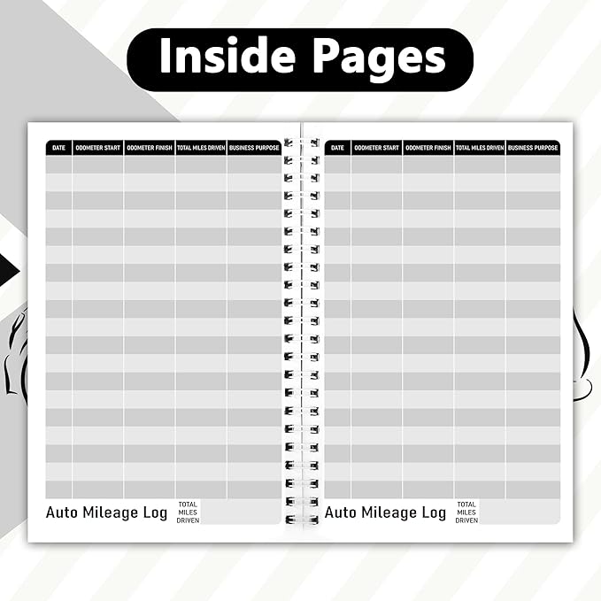 INKNOTE 2 Pcs Auto Mileage Log Book Expense Record Notebook for Car for Small Business Driving Bookkeeping 7.87 X 5inch