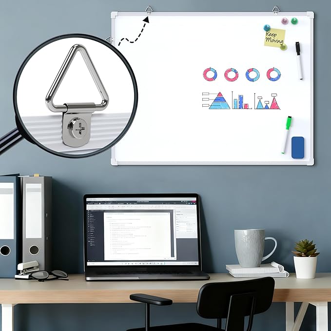 MaxGear Monthly Calendar Whiteboard Dry Erase Cork Board for Wall, 24"x18" Double-Sided Dry Erase White Board Calendar with Bulletin Board, Hanging Dry Erase Board for Office, Home, School